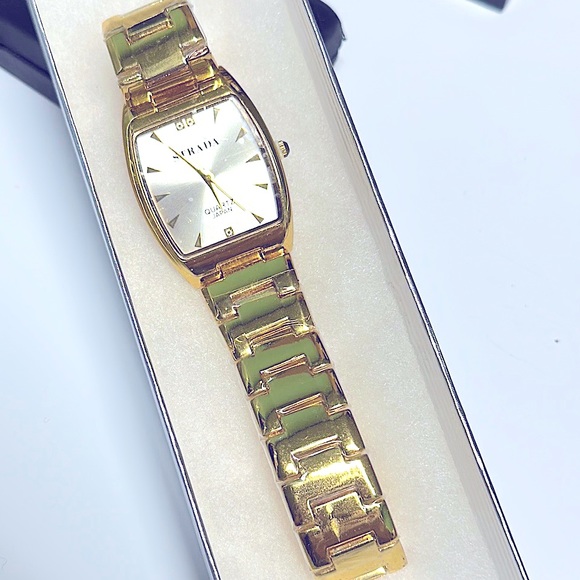 BRAND NEW: MEN’S LUXE GOLD “STRADA” LINKED FASHION WATCH - Picture 2 of 16